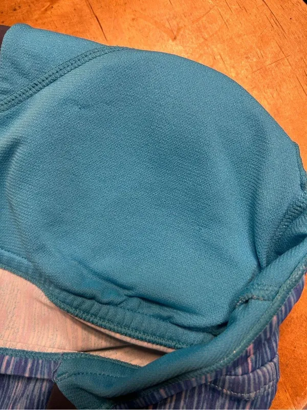 Nike Womens Small Tank Top High Neck Teal Blue Mesh Strappy Padded Bra Athletic - Image 6
