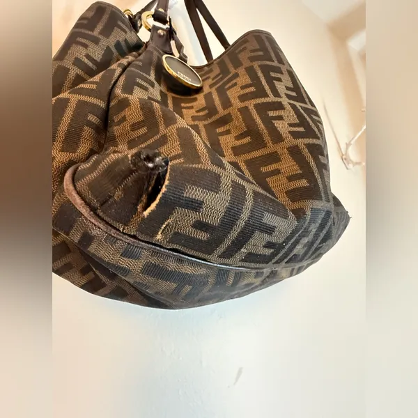 Fendi Tobacco Zucca Canvas and Leather Chef Shopper Tote Vintage - Image 8