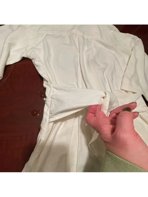 Free Assembly cream linen blend shorts romper jumpsuit belt button front Sz S - Image 13