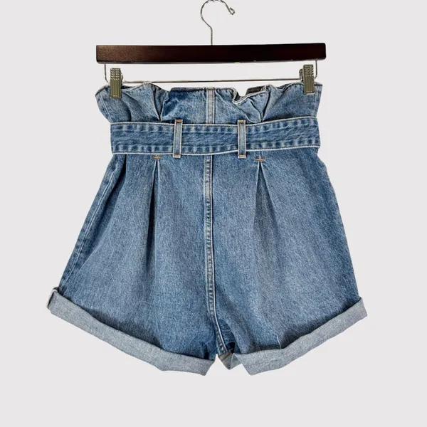 Re/Done Womens Shorts Blue The Attico Denim High Rise Paper Bag Size 26 - Image 3