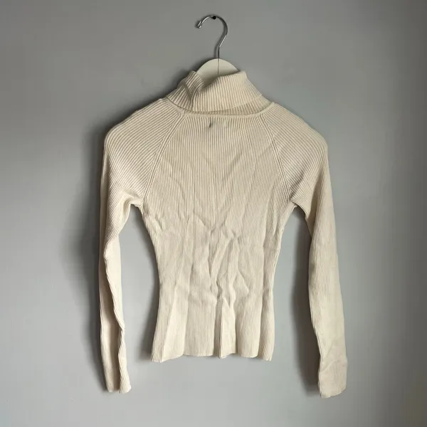 I.N.C. Cream Ribbed‎ Turtleneck Minimalist Neutral Basic Wardrobe Staple size S - Image 2