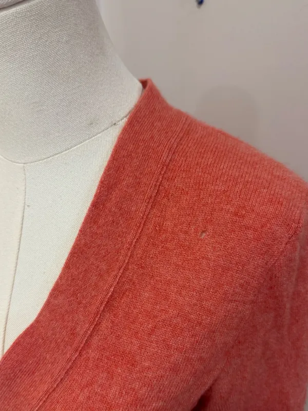 J Crew 100% Cashmere Cardigan Womens Medium Coral Sweater - Image 3