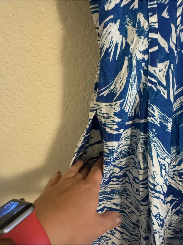 Jessie Zhao Blue Printmaking Scoop Neck Cotton Midi Dress Size 8 - Image 6