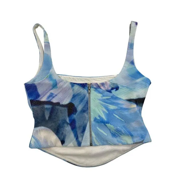 White Fox Boutique - Sleeveless Crop Top in Blue - Image 3