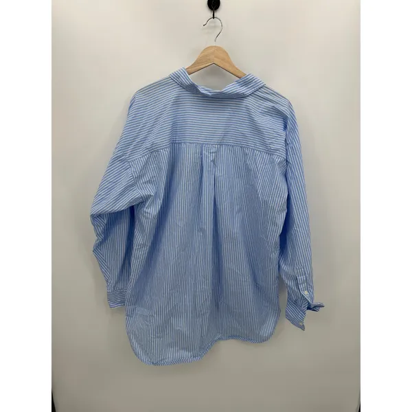 Loft‎ Striped Poplin Crest Everyday Oversized Shirt Women XL Preppy Academia - Image 2