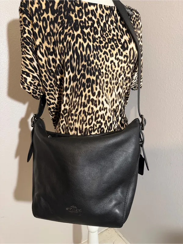 Coach Black Leather Shoulder Hobo Bag - Image 16