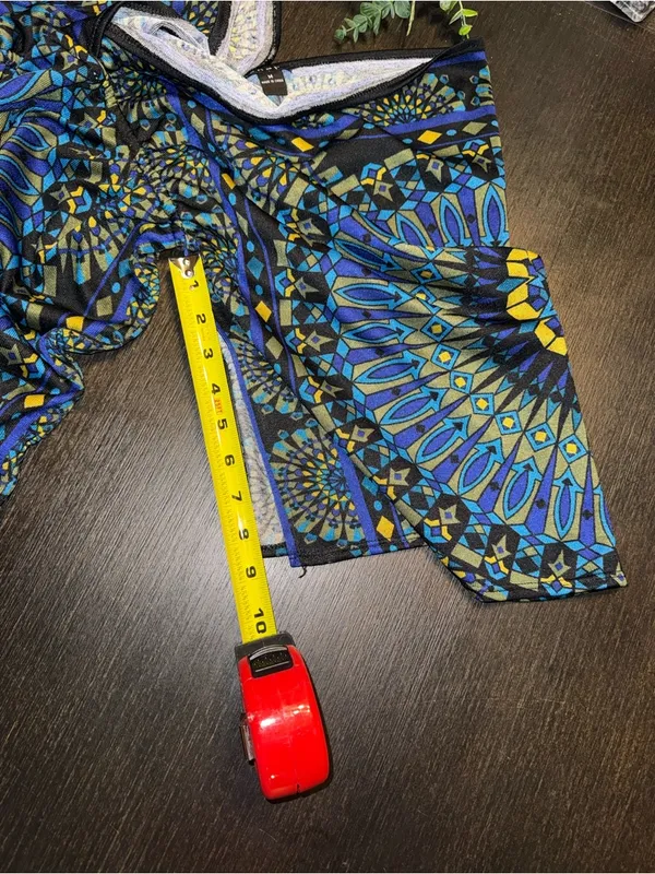 Boho Blue Geometric Mini Dress | V-Neck Bell Sleeve Bodycon Festival Resort - Image 7