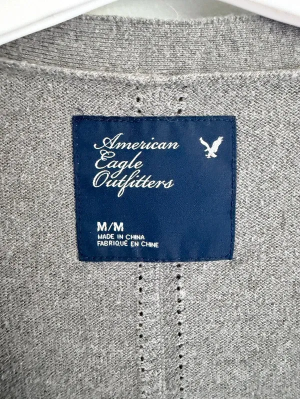 Vintage 2009 American Eagle Gray Rabbit Hair Cardigan Sweater Women’s M Y2K - Image 3