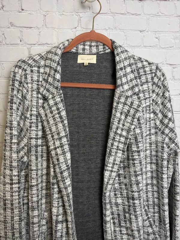 MELLODAY long line trench coat cotton blend light academia funky medium textured - Image 3