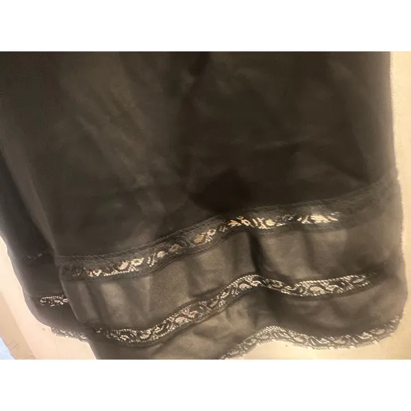 Vintage 90s Black Slip Dress Med Lingerie Romantic Goth Whimsigoth Lace Trim - Image 5