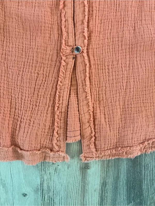 NWT Free People We The Free Button-Front Gauze Shirt/Jacket in Rust Bohemian - Image 8