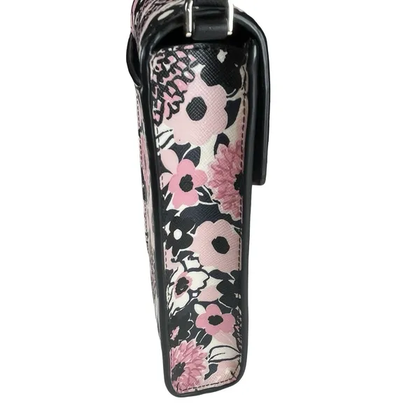 Kate Spade Staci North/South Flap Phone Crossbody Dahlia Floral Pink Multi Black - Image 5
