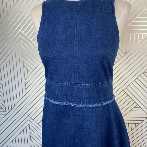 N/Nicholas Denim Flare‎ Side Sleeveless Dress Blue - Image 5