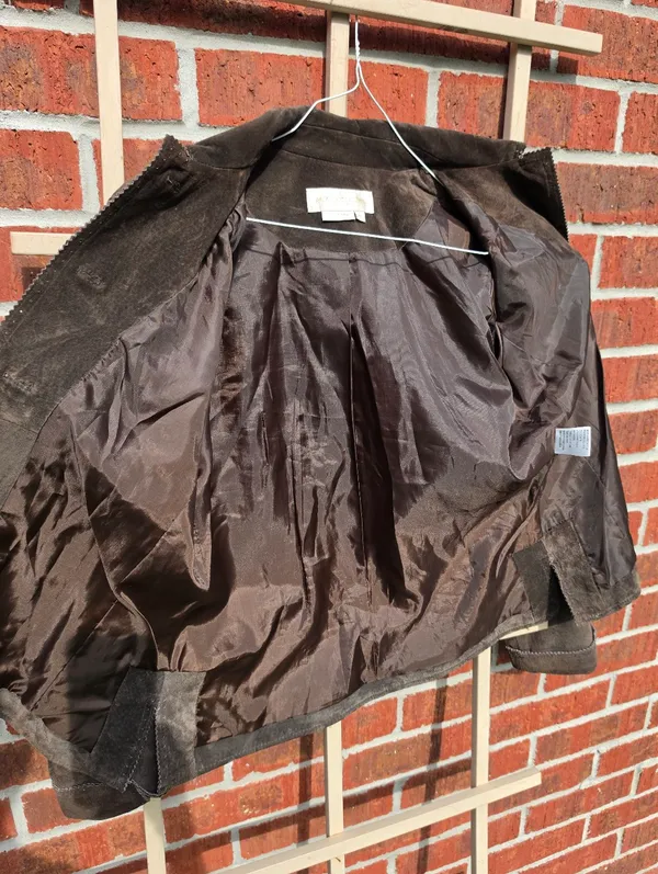Vintage Margaret Godfrey Leather Suede Jacket Brown 10 - Image 10