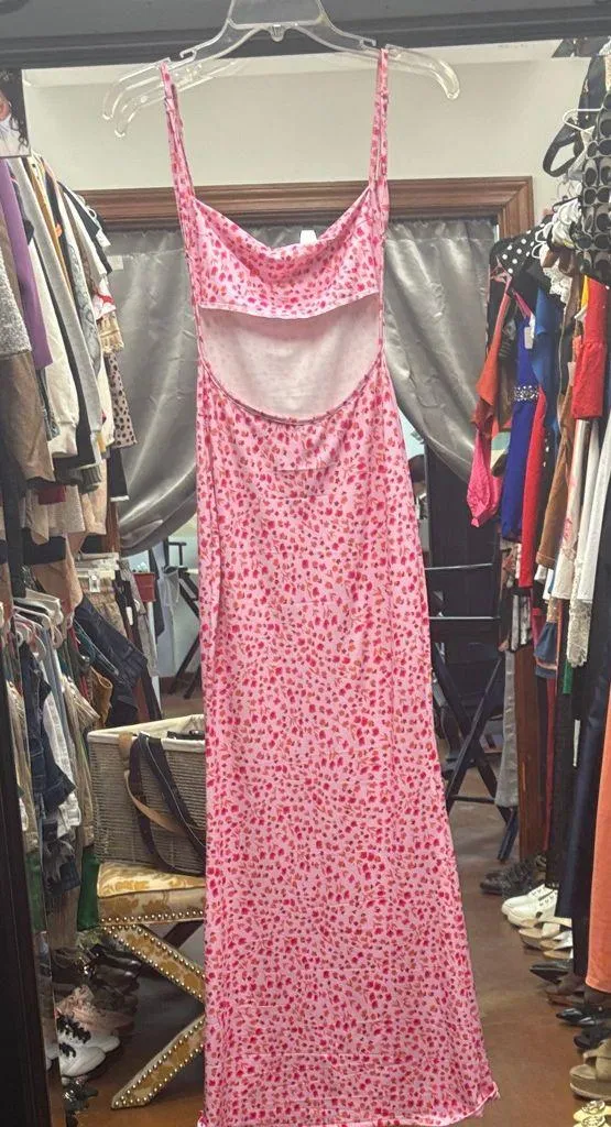Pink and Red Floral Slip Dress - Image 2