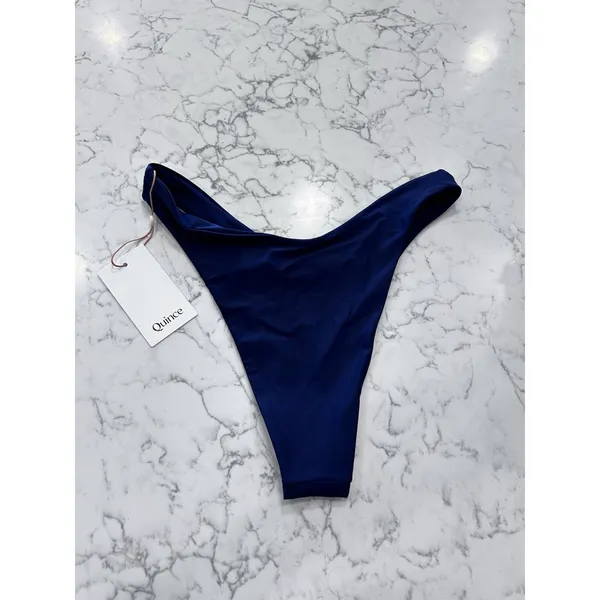 NWT Quince Deep Navy High Rise High Leg Dipped Bikini Bottoms Size Small - Image 2