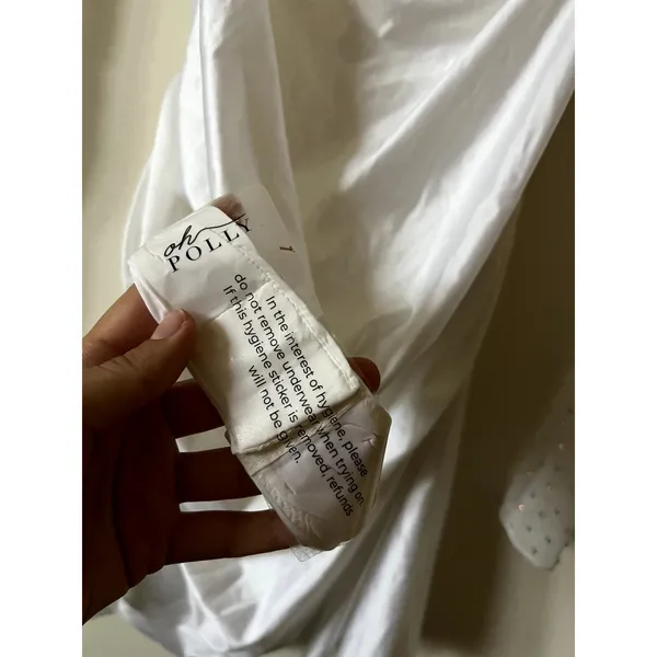 Oh Polly Clemmie Embellished Long-Sleeve Draped Mini Dress in White Size 10 New - Image 6