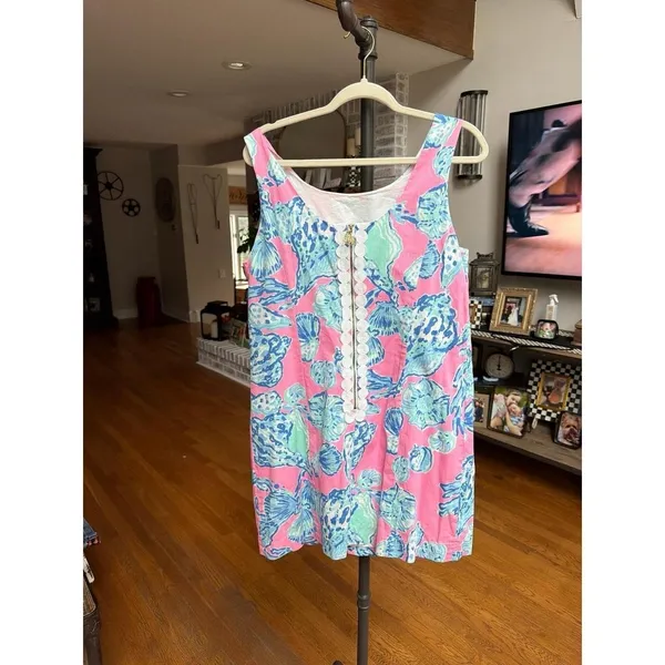 Lilly Pulitzer Cathy shift dress vibrant pink, blue, and teal women's 14 - Image 2