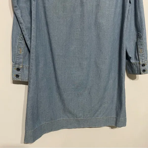 J Crew Chambray Shirt Dress Essential Long Sleeve Cotton Small - Image 6