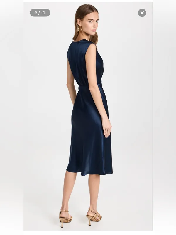 NWT Amanda Uprichard Matthew’s dress, navy blue “ink” 100% silk size XS - Image 4