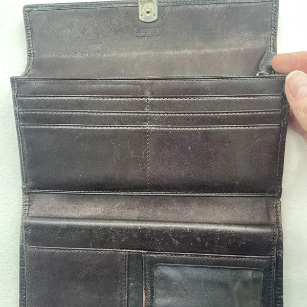Vtg Lauren Ralph Lauren Wallet Croc Embossed Brown‎ Leather Checkbook Pocketbook - Image 11