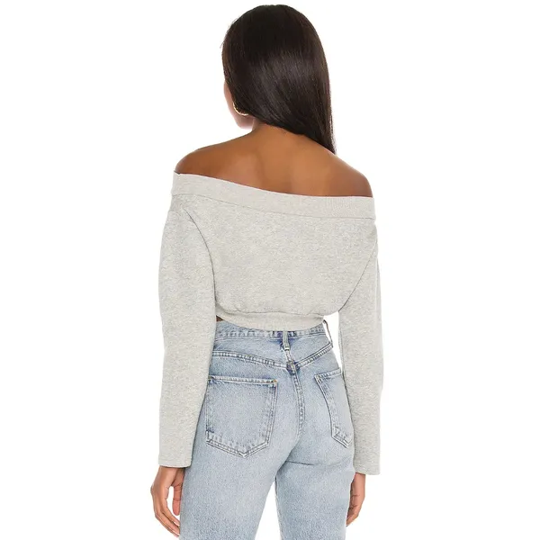 Majorelle Martine Sweater Sweatshirt Cropped Off Shoulder Balletcore Gray Small - Image 2