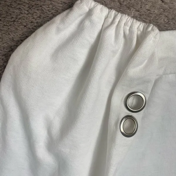 White Women's Top with Ring Accents - Image 3