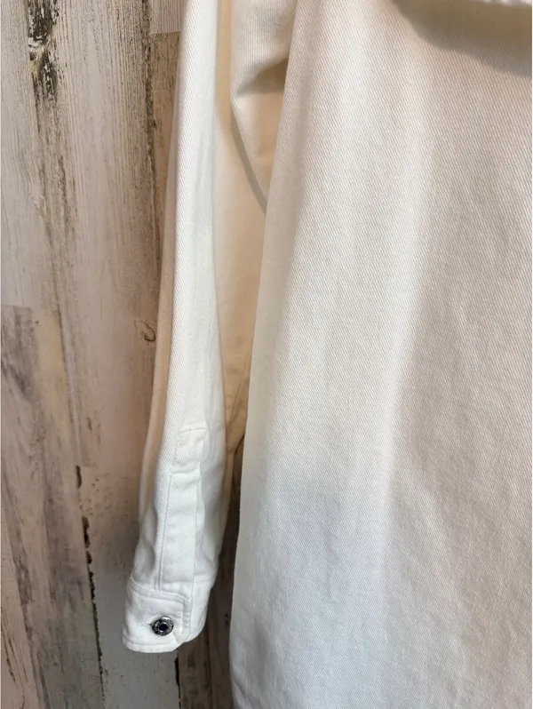 ZARA White Denim Ruffle Western Shirt Jacket Shacket Size M - Image 11