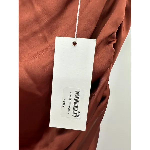 Lush‎ Women Rust Orange Satin Crop Top Ruched Mini Skirt Set Size S LS30842-FCI - Image 8
