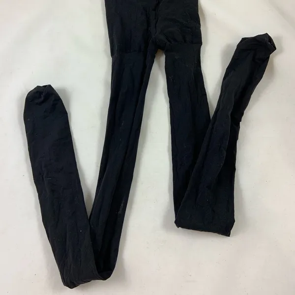 M/L Black opaque one leg torn punk rock tights - Image 2