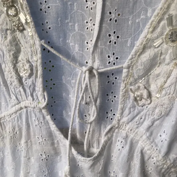 Antica Sartoria Cotton Embroidered Lace Swim coverup Top Dress sz M - Image 3