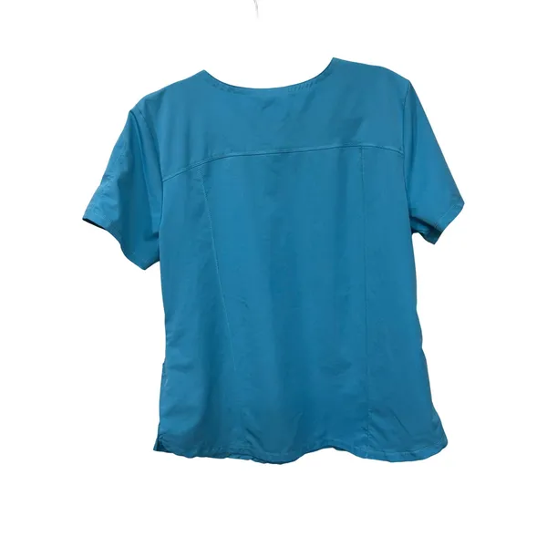 Dickies Womens V-Neck Scrub Top Blue Short Sleeve Medical Nurse Healthcare Large - Image 2