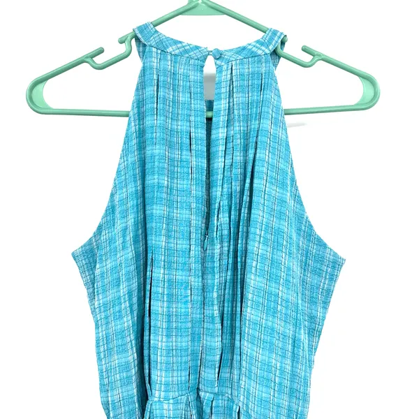 Calvin Klein‎ size 2 blue plaid sleeveless dress wrap style gingham tie waist - Image 4