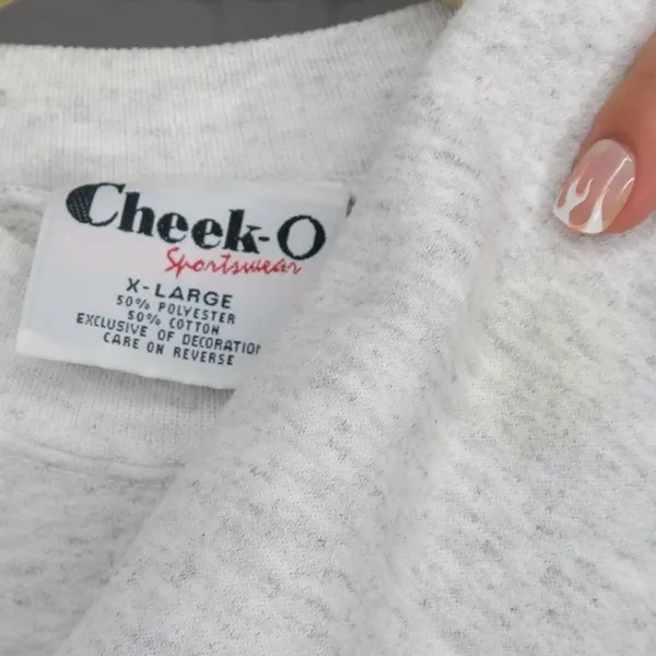 Vintage 90s Cheek-O Reindeer Embroidered Christmas Sweatshirt - Image 5