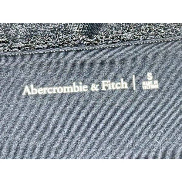 Abercrombie & Fitch Black Floral Lace Ruched Crop Top Blouse Womens Size S Small - Image 4