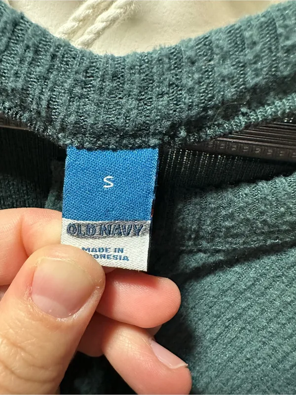 Old Navy Dark Green Waffle Henley Pullover - Image 3