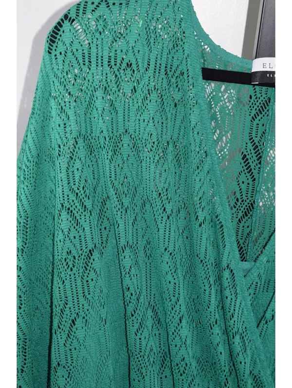 Eloquii Elements Sheer Crochet Lace Maxi Dress, Emerald Green, Plus Size 22/24 - Image 5