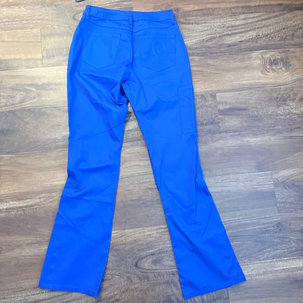 Jaanuu Royal Blue Flare Leg Scrub Pants J95043-RYLC-XS Snap Hem New - Image 7