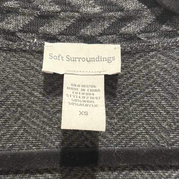 Soft Surroundings Long Sweater Women XS Wool Gray‎ Herringbone Sleek Chic Office - Image 2