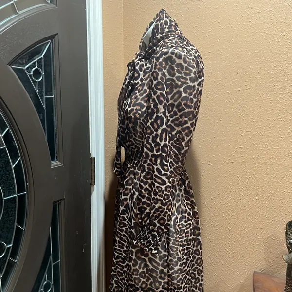 Zara long sleeve cheeta print dress - Image 4