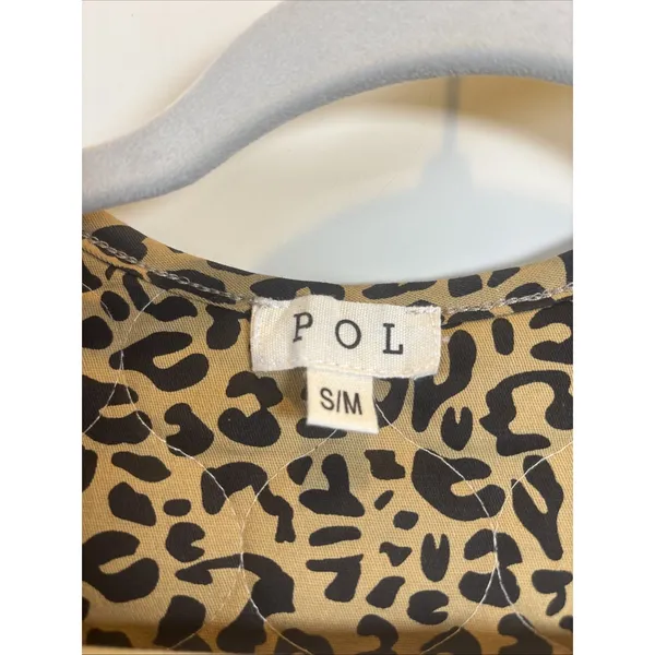 POL Corduroy Floral Leopard Open‎ Front Vest Size Small Medium Oversized Pockets - Image 2