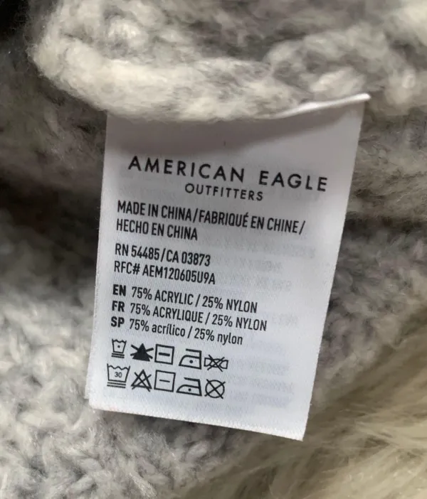 American Eagle Cropped CrewNeck Knit Sweater Gray Size XXS - Image 4