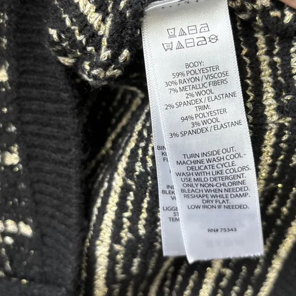 Tahari Sweater Dress Size Small Black Gold Wool Blend Academia Preppy Classic - Image 6