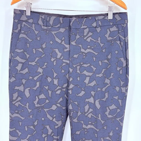 Banana Republic Avery Pant Women 10 Blue Grey Floral Ankle Trousers Preppy - Image 4