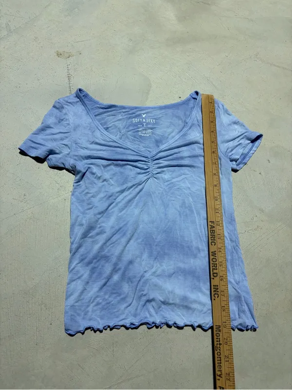 American Eagle soft & sexy Light Blue V-Neck Tee XS - Image 2