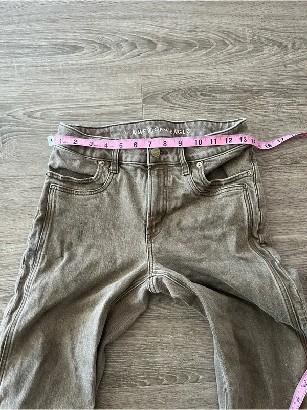 American Eagle Stovepipe Jeans Womens 2 Brown Taupe High Rise Straight Stretch - Image 11