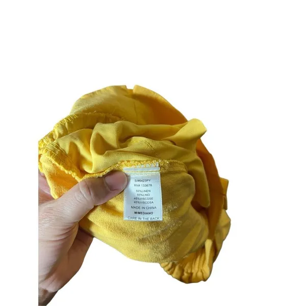 Love Tree Yellow Linen Paperbag‎ Waist pants Size M - Image 7