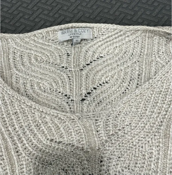Warm & Cozy Lifestyle cream knit sweater - Image 2