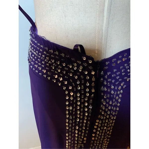 Betsy and Adam purple long dress with sequence size 8 - Image 5