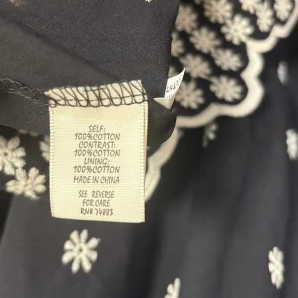Adiva Black And White Floral Embroidered Cotton Top Size 1X‎ - Image 9